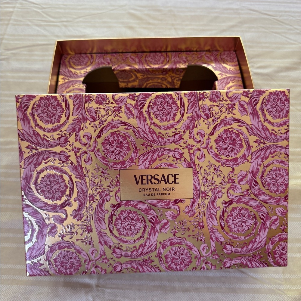 Versace Crystal Noir Logo Pink Gold Empty Storage Gift Box Organizer 11.75 X 8X4